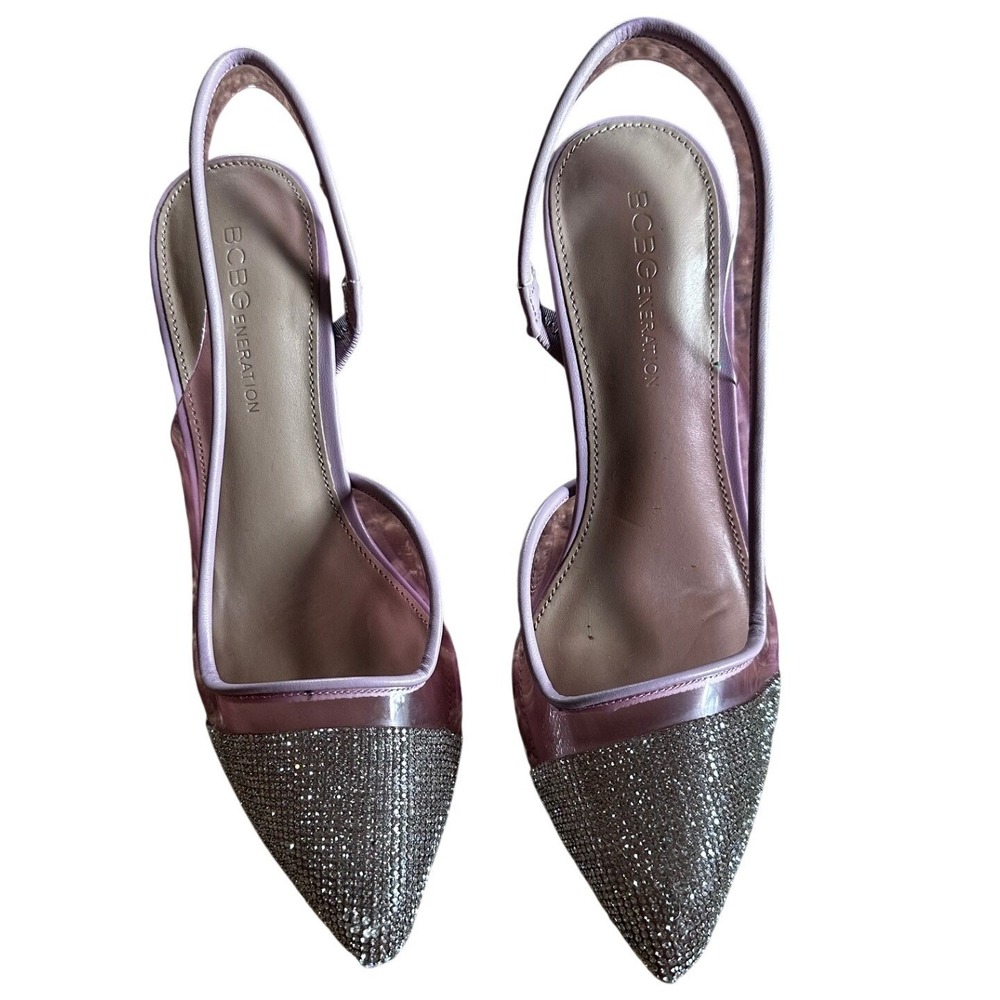 BCBGeneration Lavender Purple Rhinestone Cap Toe Heels Women's 7 - Picture 4 of 5